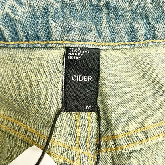 NWT Cider High Waist Wide Leg Carpenter Jeans Light Grunge Wash Size Medium NEW - Picture 14 of 16